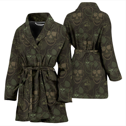 Skull Camo Style Print Design LKS308 Women Bathrobe
