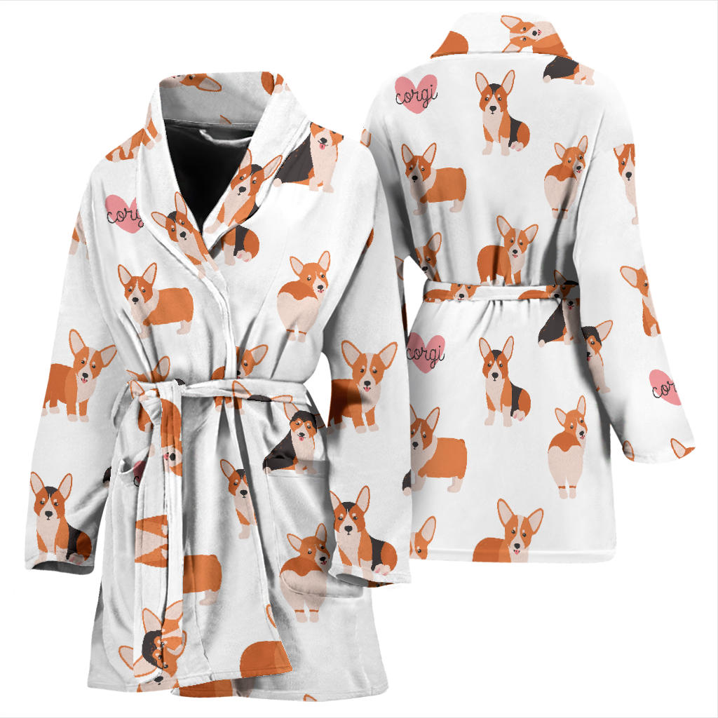 Cardigan Welsh Corgis Pattern Print Design 02 Women Bathrobe
