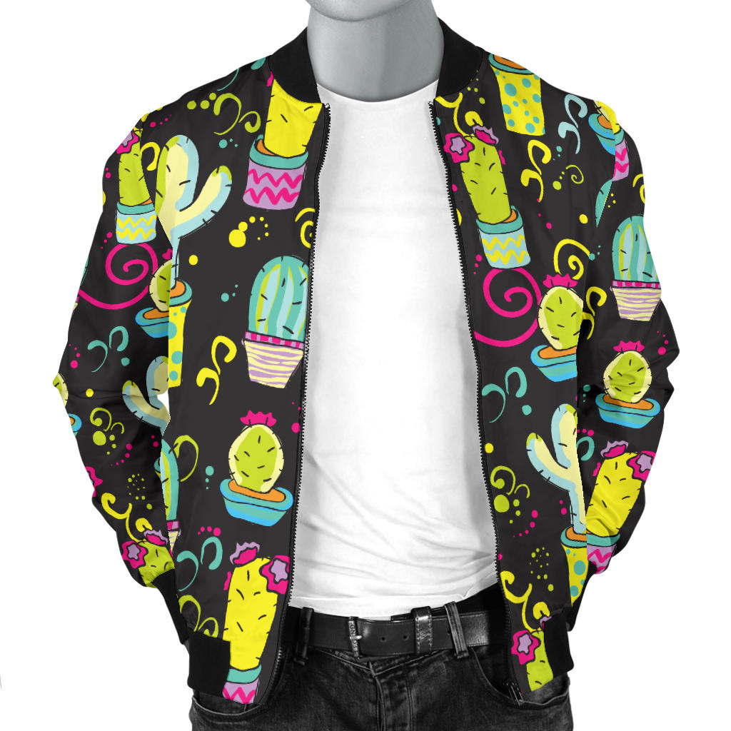 Cactus Neon Style Print Pattern Men Bomber Jacket