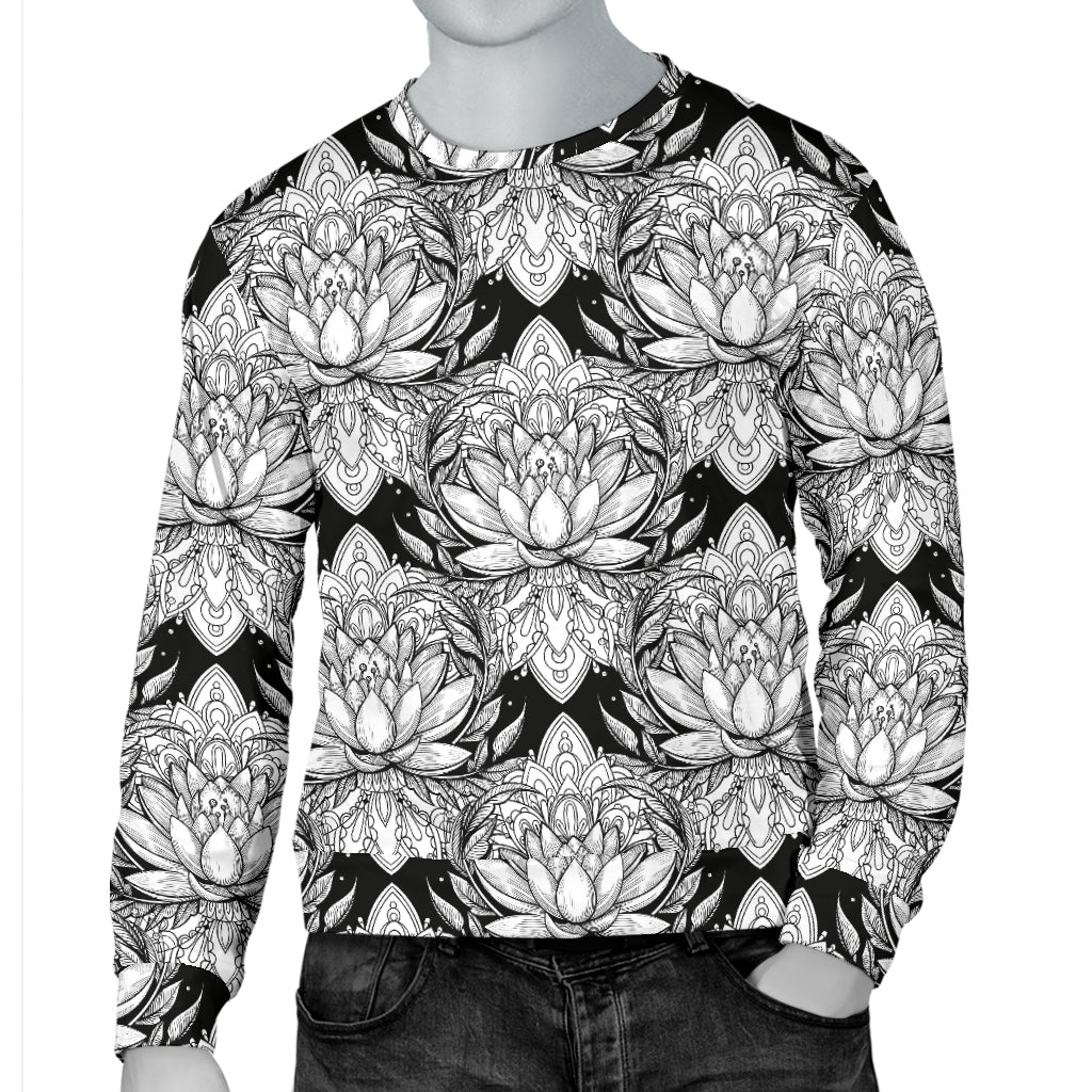 Lotus Mandala Print Pattern Men Long Sleeve Sweatshirt