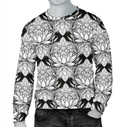 Lotus Mandala Print Pattern Men Long Sleeve Sweatshirt