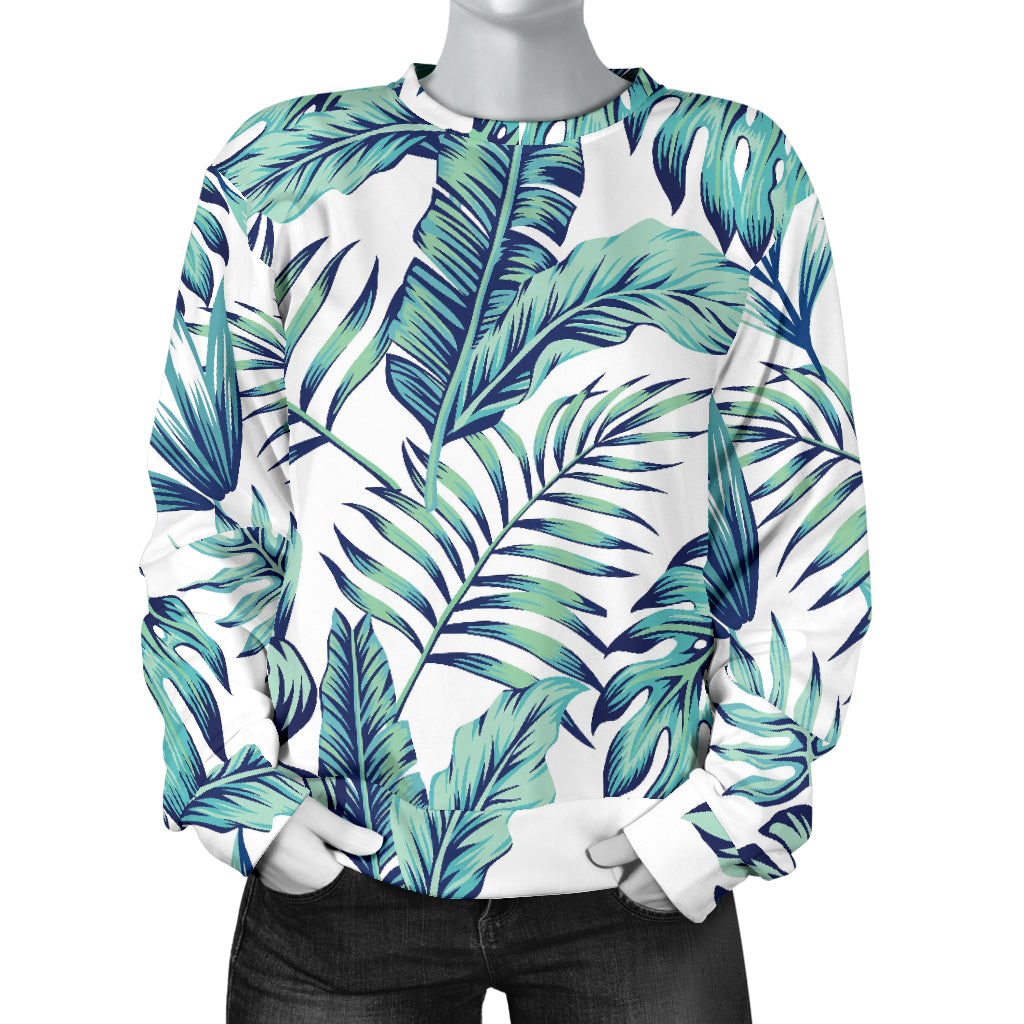 Pattern Tropical Palm Leaves Women Long Sleeve Sweatshirt