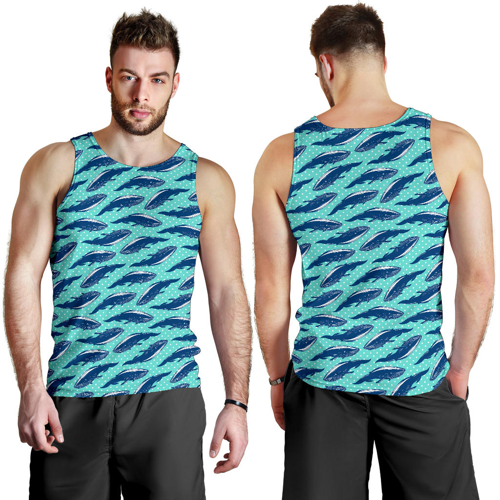 Whale Polka Dot Design Themed Print Men Tank Top