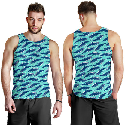 Whale Polka Dot Design Themed Print Men Tank Top