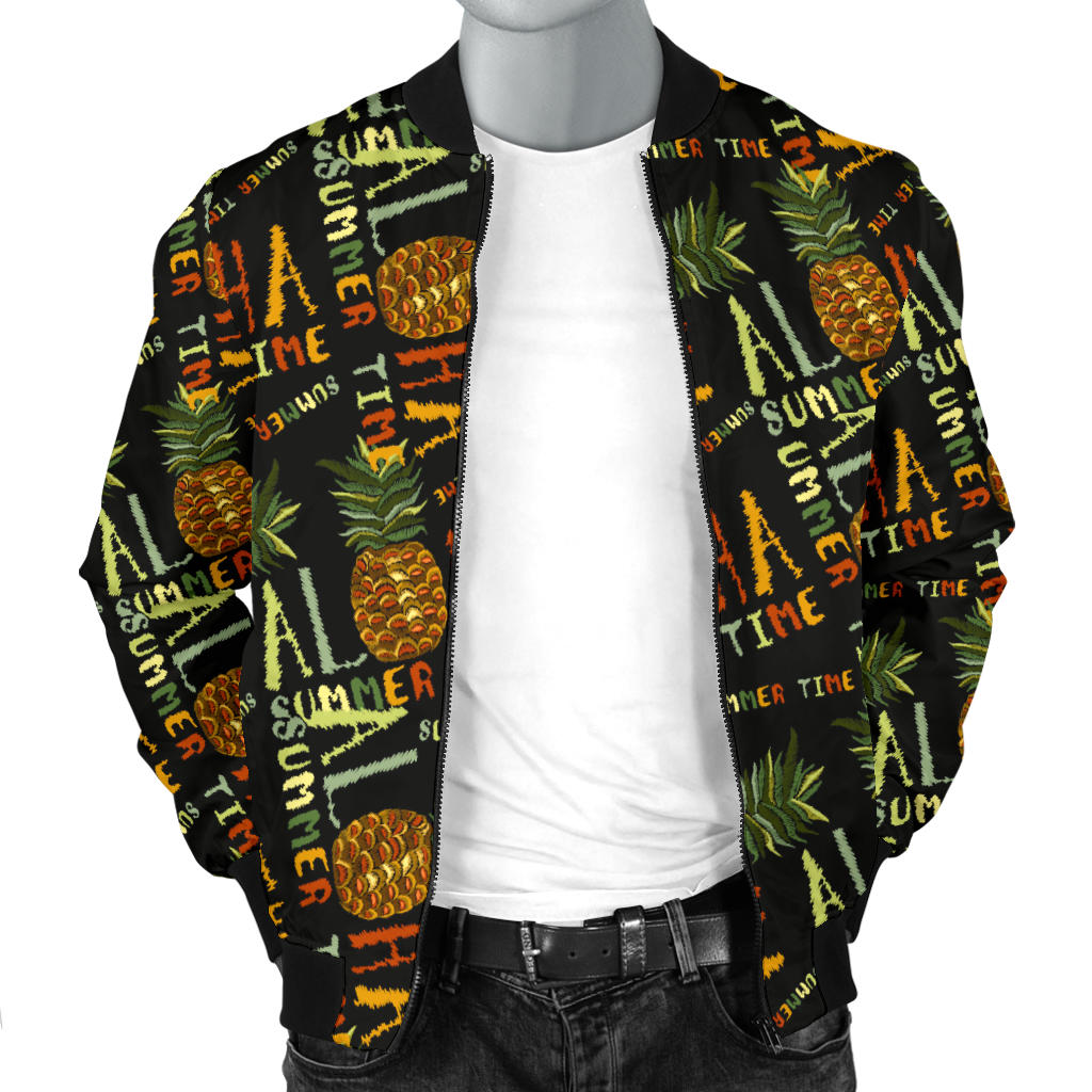 Aloha Hawaii Time Design Themed Print Men Bomber Jacket