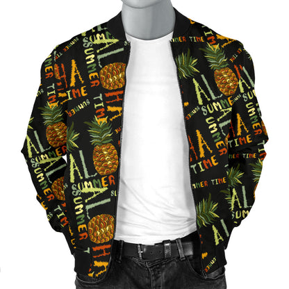 Aloha Hawaii Time Design Themed Print Men Bomber Jacket