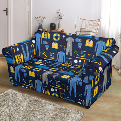 Scuba Equipment Print Design LKS305 Loveseat Couch Slipcover