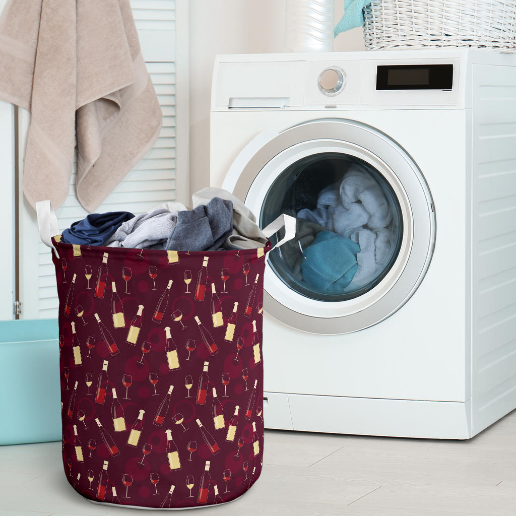 Wine Themed Pattern Print Laundry Basket