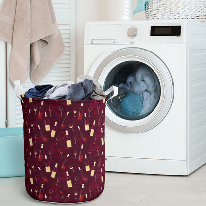 Wine Themed Pattern Print Laundry Basket