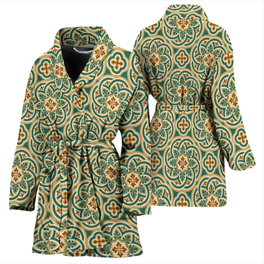 Cross Pattern Print Design 01 Women Bathrobe