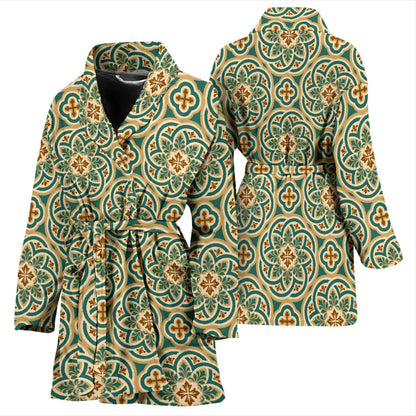 Cross Pattern Print Design 01 Women Bathrobe