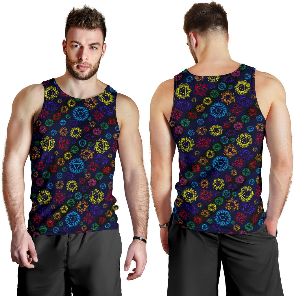 Chakra Colorful Print Pattern Men Tank Top