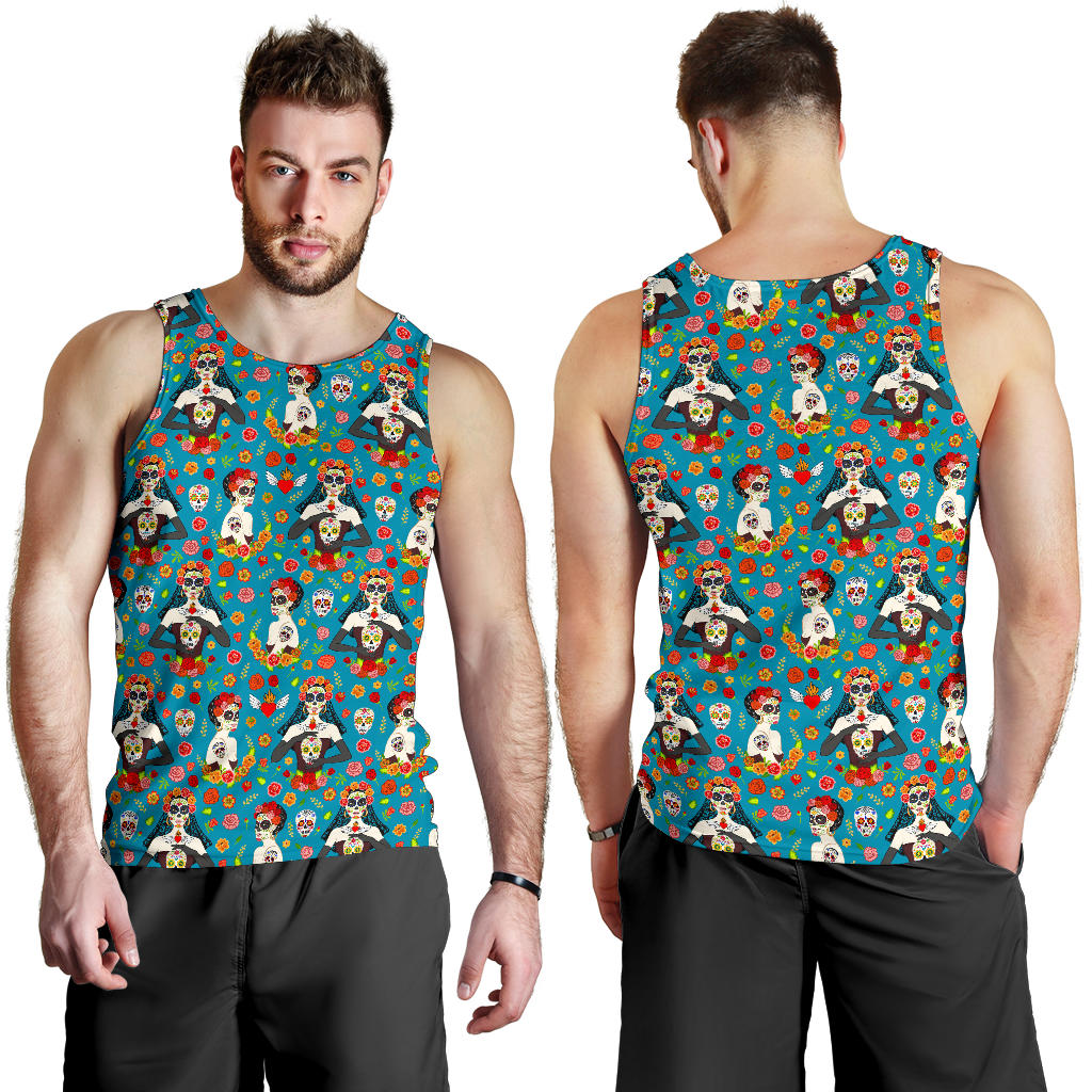 Day of the Dead Old School Girl Design Men Tank Top