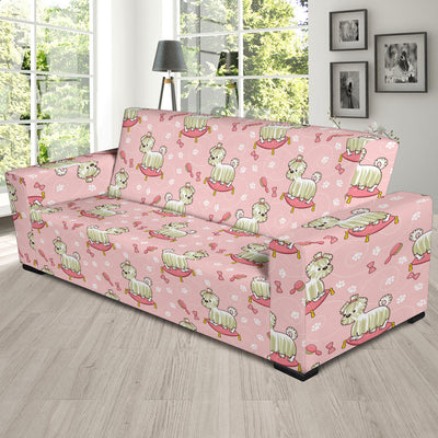 Bichons Frise Pattern Print Design 01 Sofa Slipcover