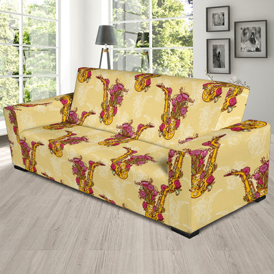 Saxophone Pattern Print Design 04 Sofa Slipcover