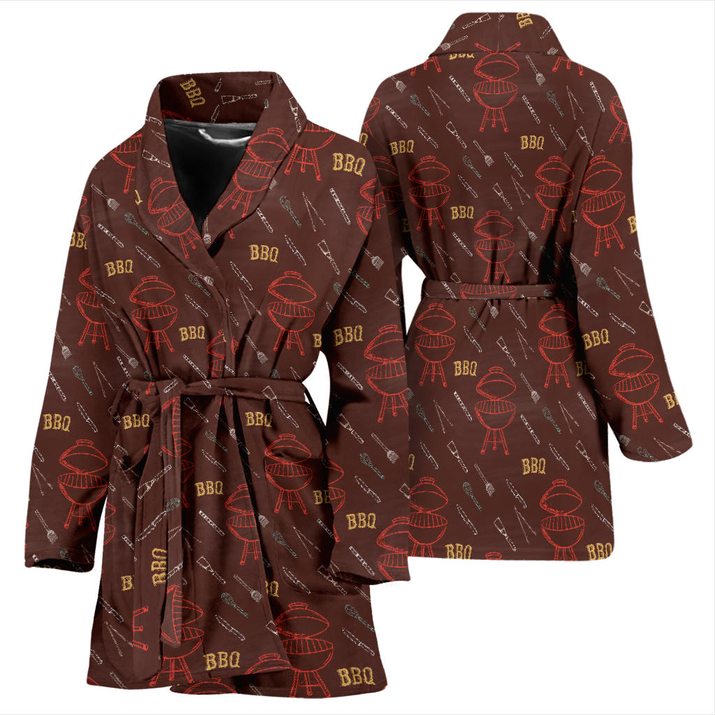 Barbecue Pattern Print Design 01 Women Bathrobe