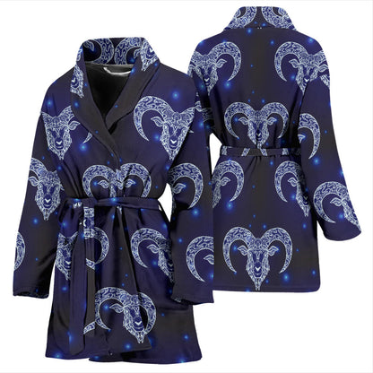 Aries Zodiac Pattern Print Design 01 Women Bathrobe