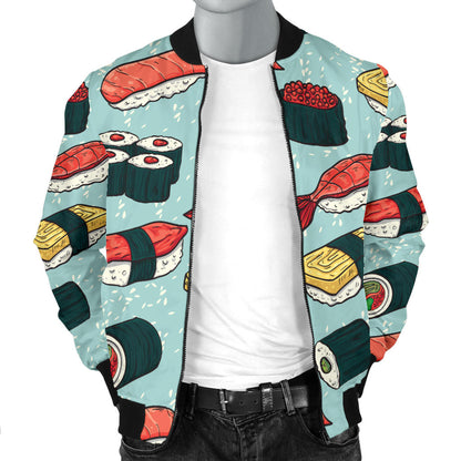 Sushi Pattern Design Men Bomber Jacket