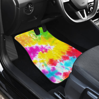 Tie Dye Rainbow Themed Print Car Floor Mats Front Back