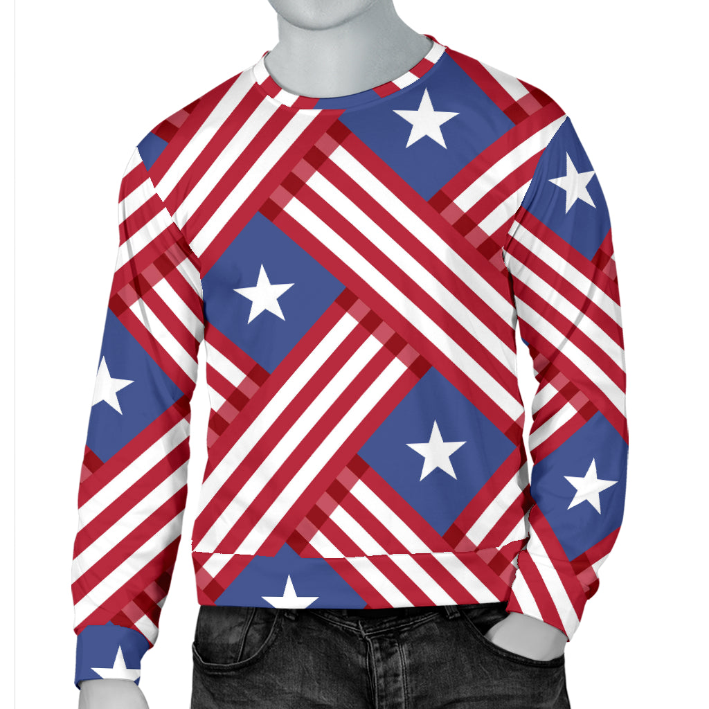 American flag Pattern Men Long Sleeve Sweatshirt