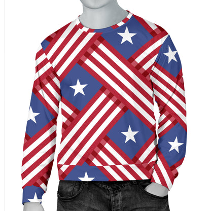 American flag Pattern Men Long Sleeve Sweatshirt