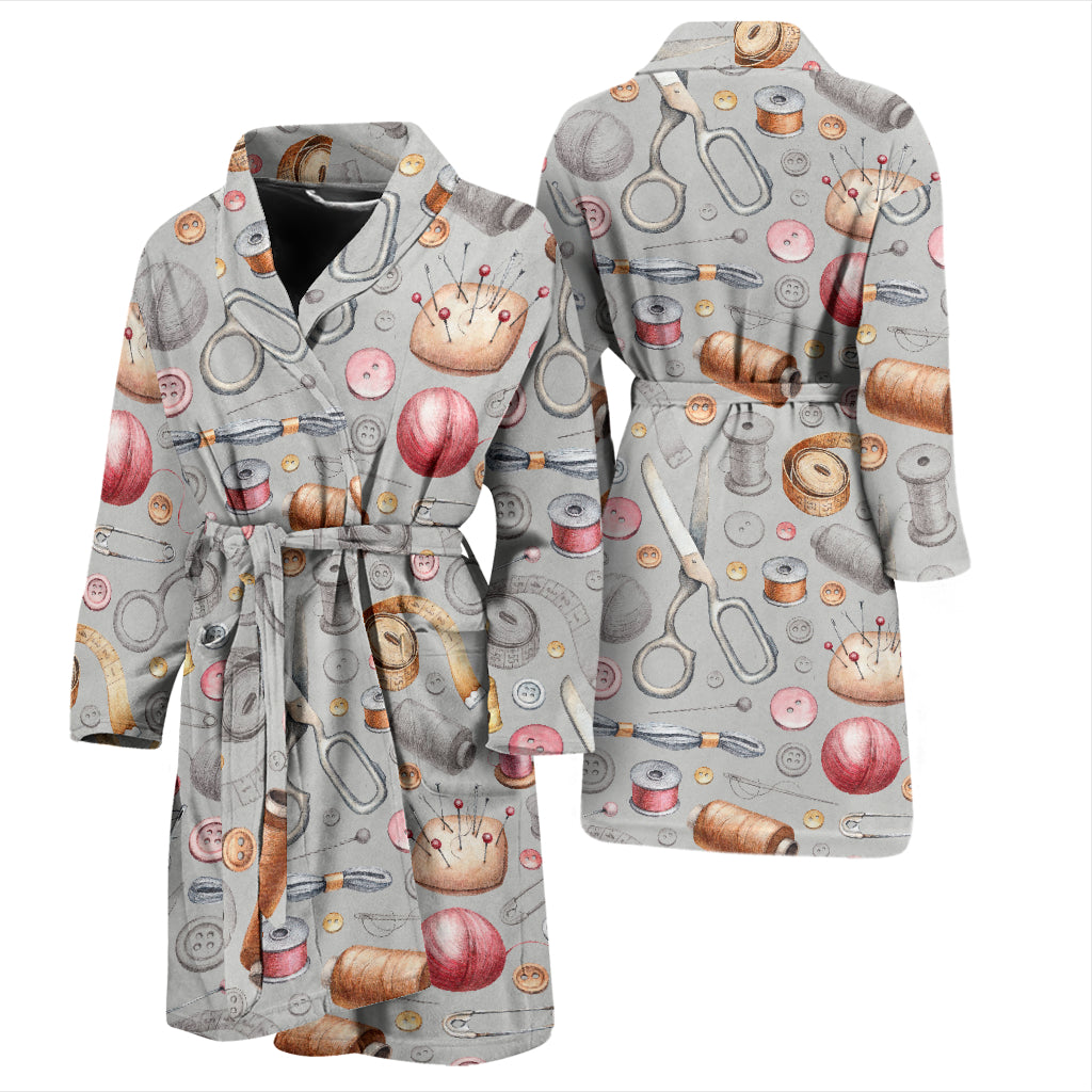 Sewing Equipment Print Design LKS302 Men Bathrobe