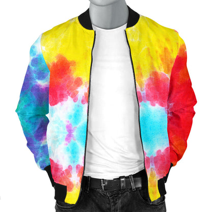 Tie Dye Rainbow Themed Print Men Bomber Jacket