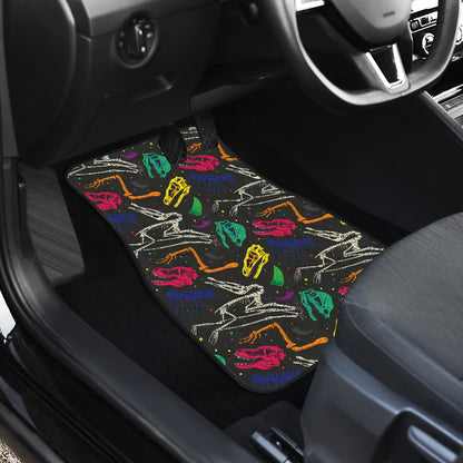 Dinosaur Skull Color Print Pattern Car Floor Mats Front Back