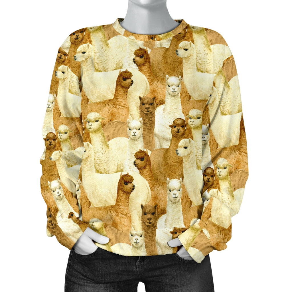 Alpaca Watercolor Design Themed Print Women Long Sleeve Sweatshirt