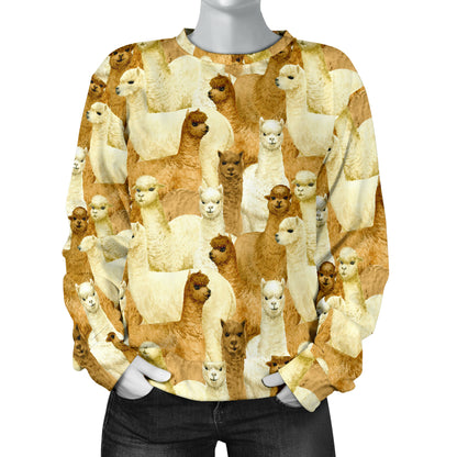 Alpaca Watercolor Design Themed Print Women Long Sleeve Sweatshirt