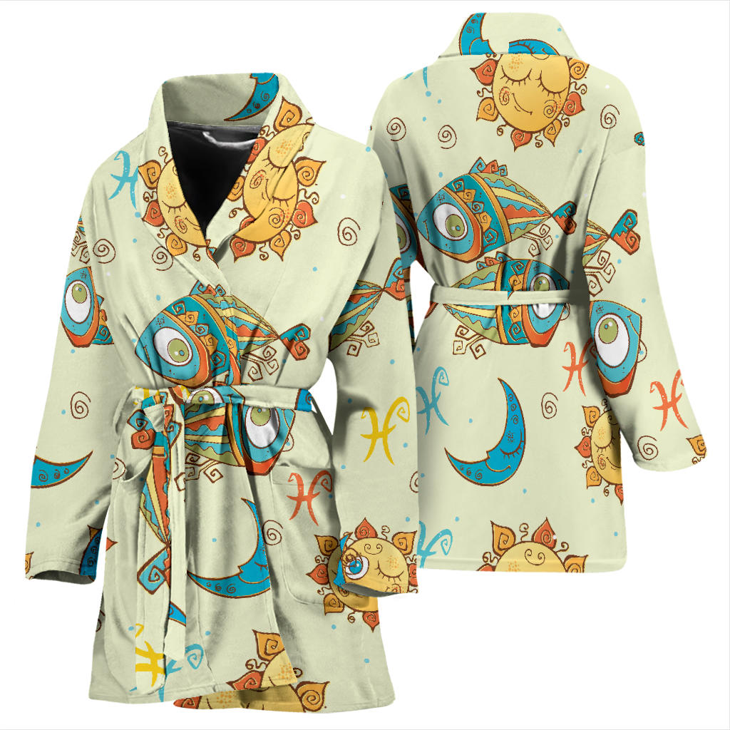 Pisces Pattern Print Design A03 Women Bathrobe
