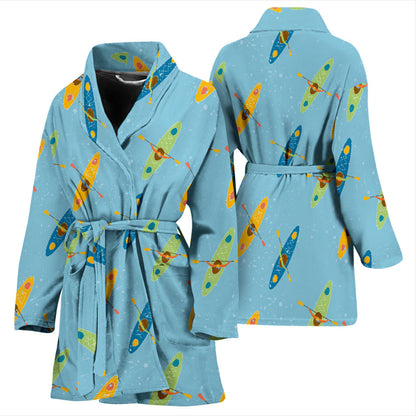 Kayak Pattern Print Design 04 Women Bathrobe