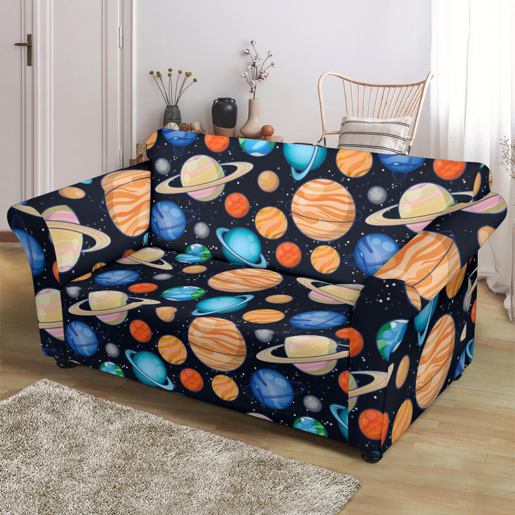 Planet Colorful Print Design LKS301 Loveseat Couch Slipcover