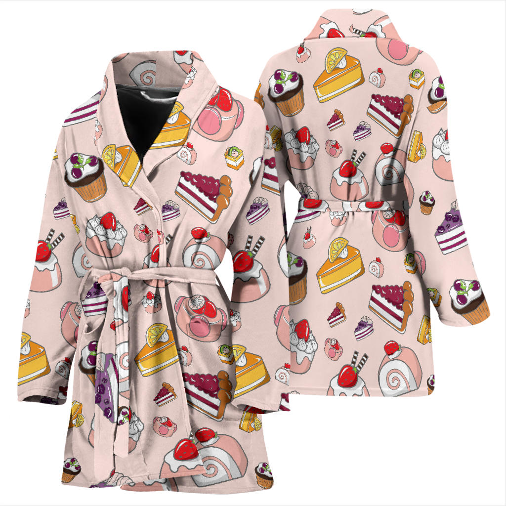 Cake Pattern Print Design 01 Women Bathrobe