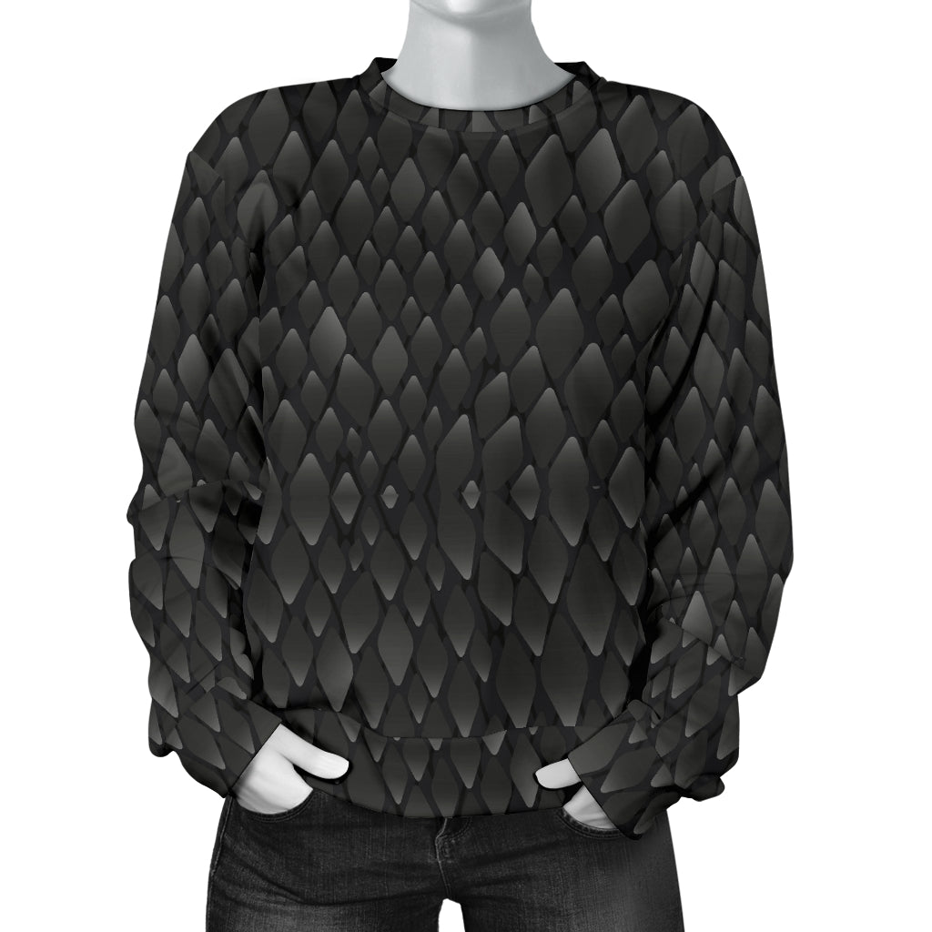 Snake Skin Black Print Women Long Sleeve Sweatshirt