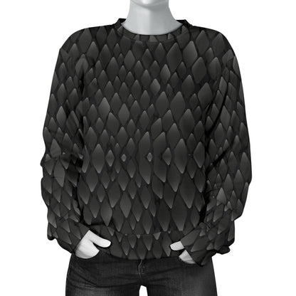 Snake Skin Black Print Women Long Sleeve Sweatshirt