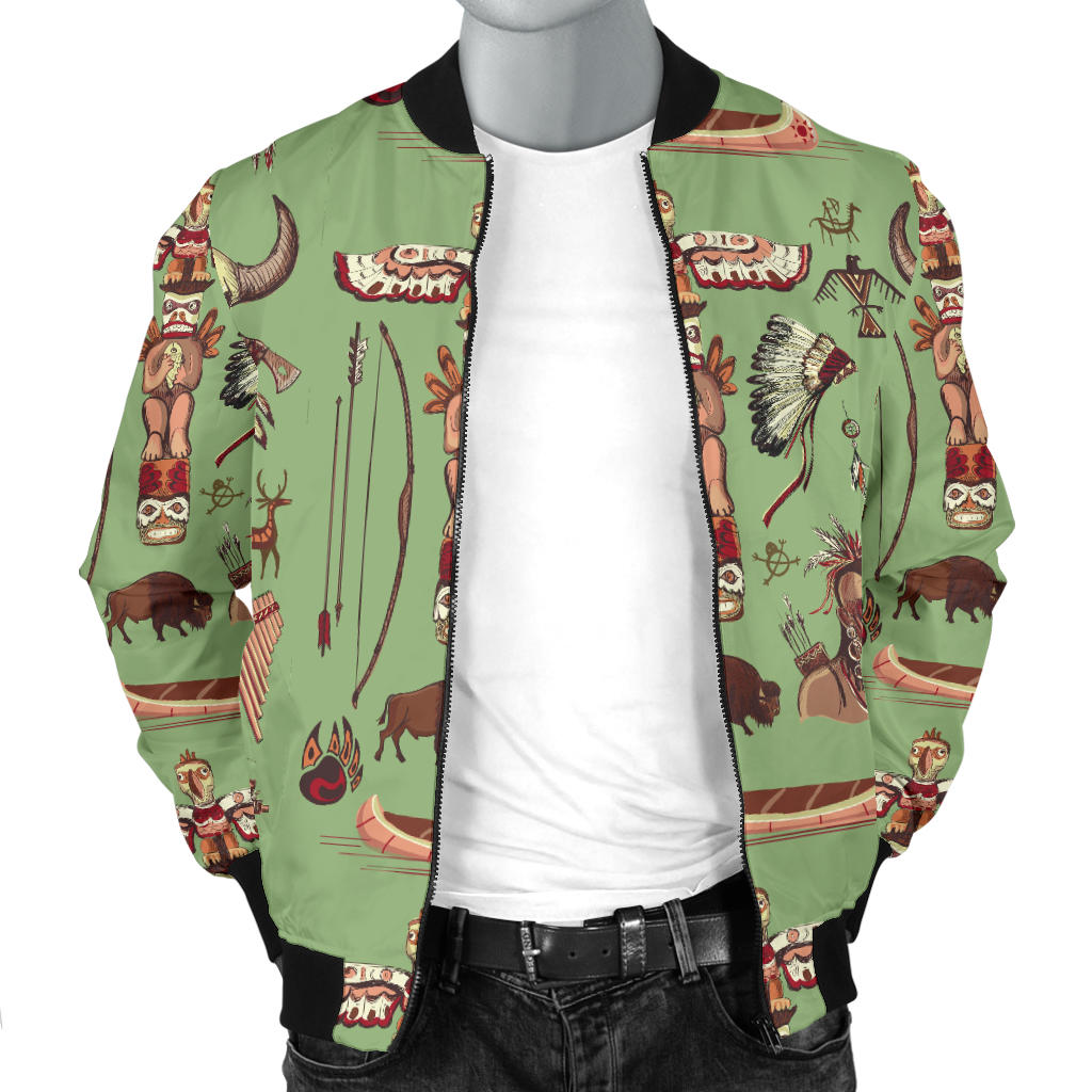 Native Indian Themed Design Print Men Bomber Jacket