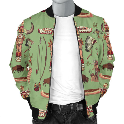 Native Indian Themed Design Print Men Bomber Jacket