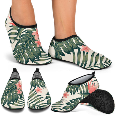 Tropical Flower Palm Leaves Aqua Water Shoes