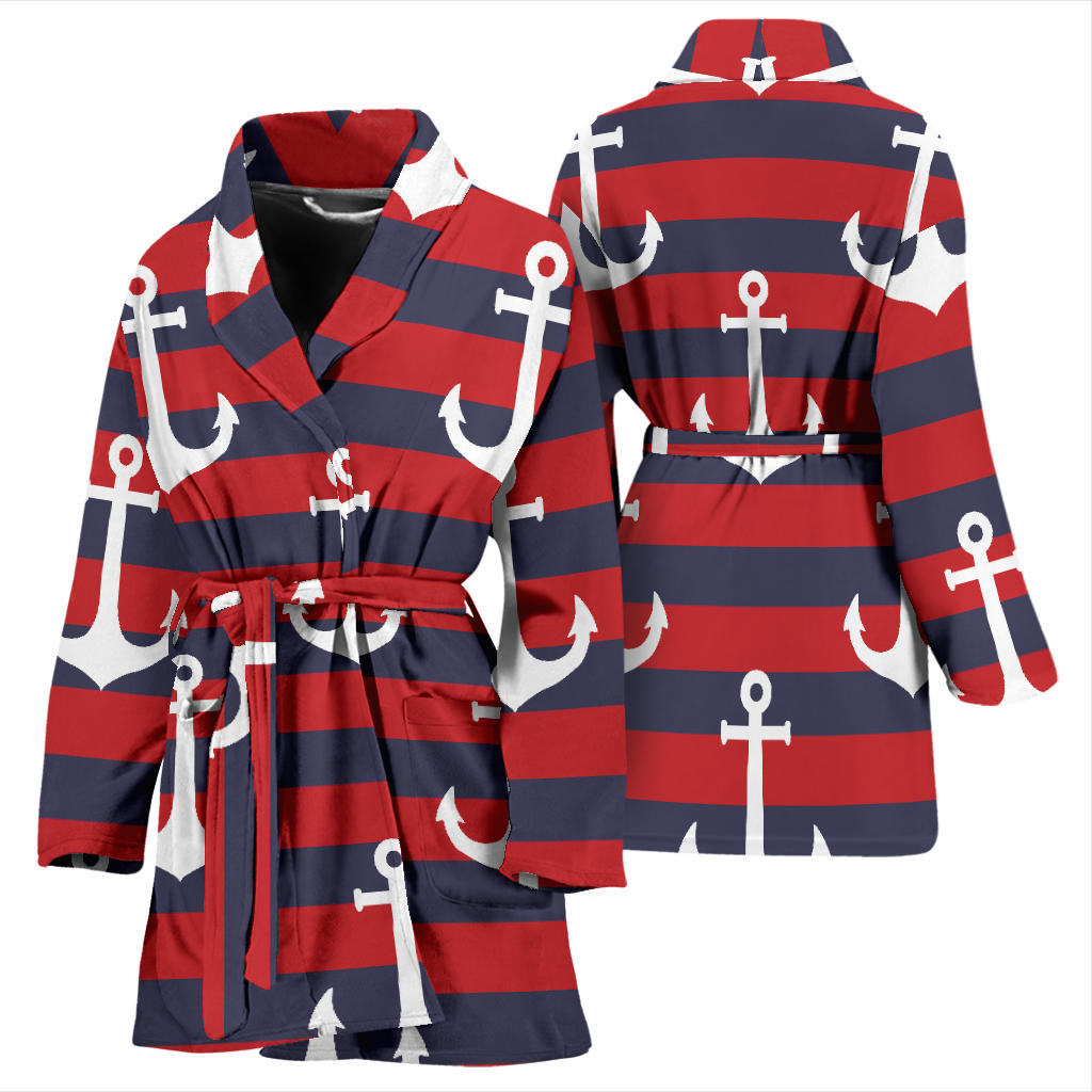 Nautical Pattern Print Design A05 Women Bathrobe