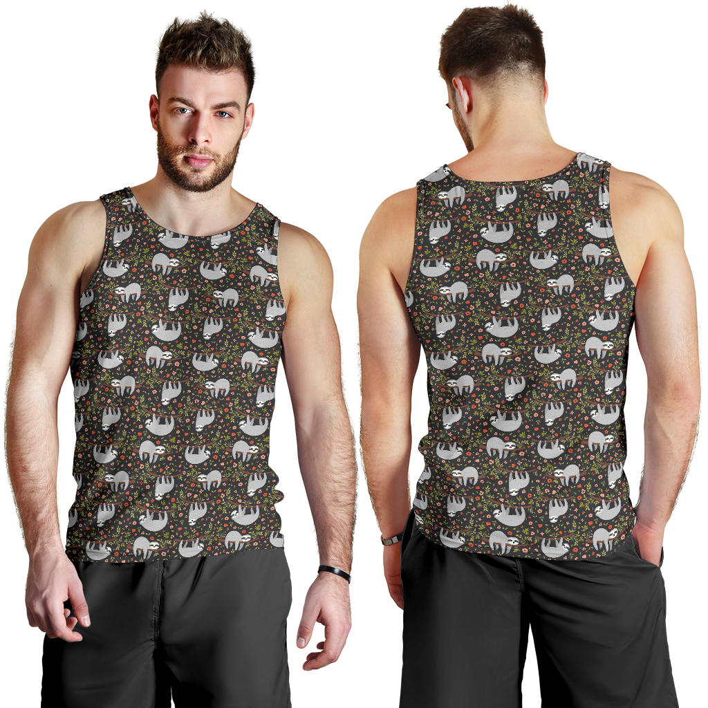 Sloth Cute Design Themed Print Men Tank Top