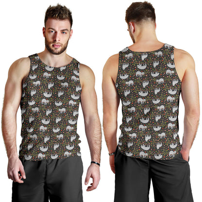 Sloth Cute Design Themed Print Men Tank Top
