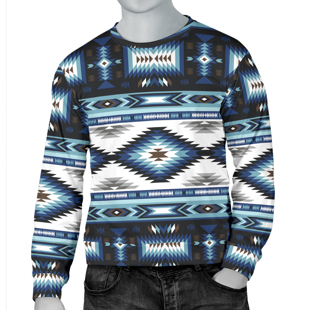 Navajo Dark Blue Print Pattern Men Long Sleeve Sweatshirt