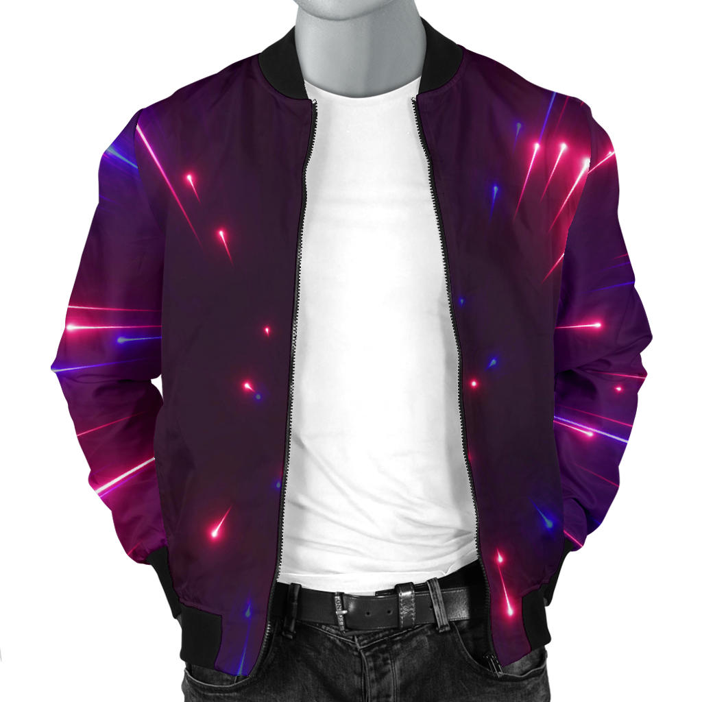 Celestial Purple Blue Neon Speed Light Men Bomber Jacket