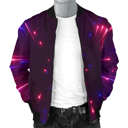 Celestial Purple Blue Neon Speed Light Men Bomber Jacket