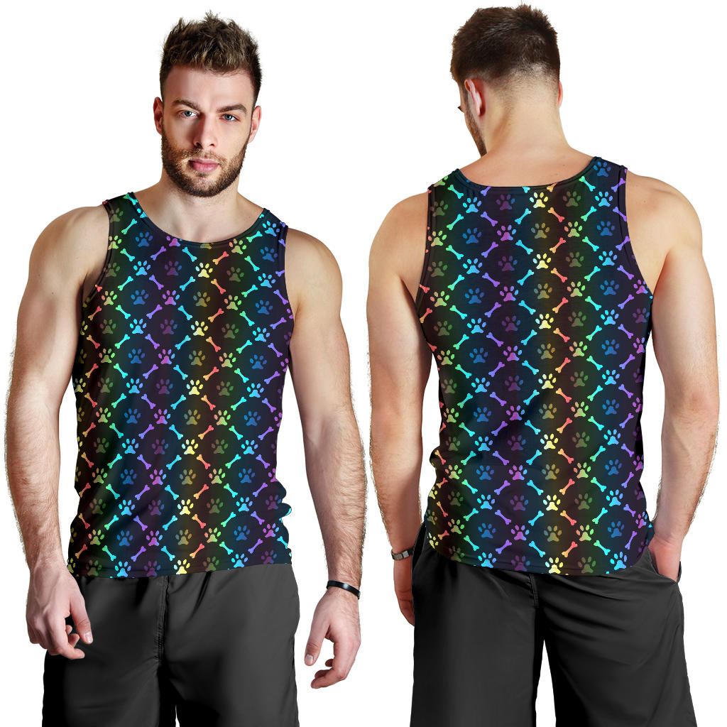 Paw Rainbow Print Men Tank Top