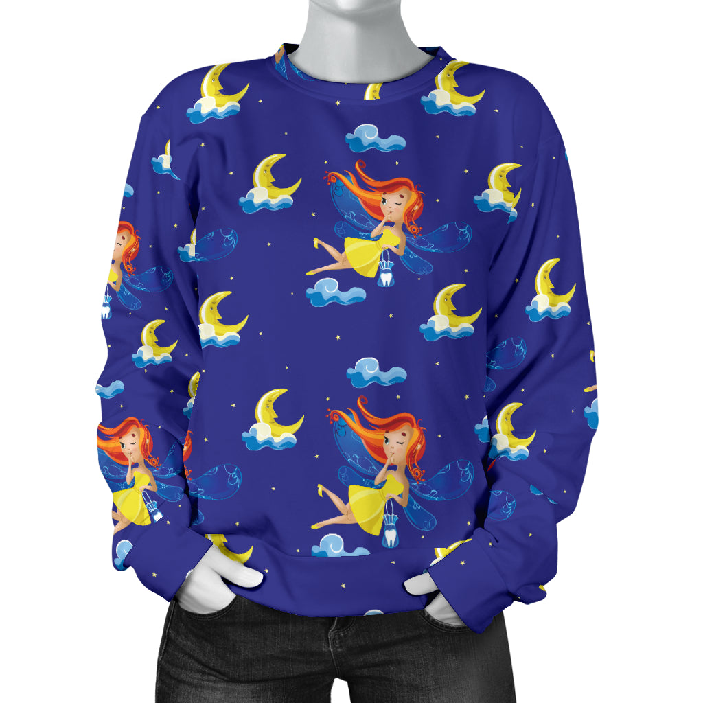 Fairy with Moon Print Pattern Women Long Sleeve Sweatshirt