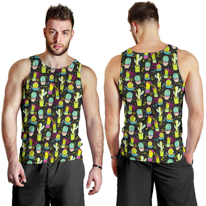 Cactus Neon Style Print Pattern Men Tank Top