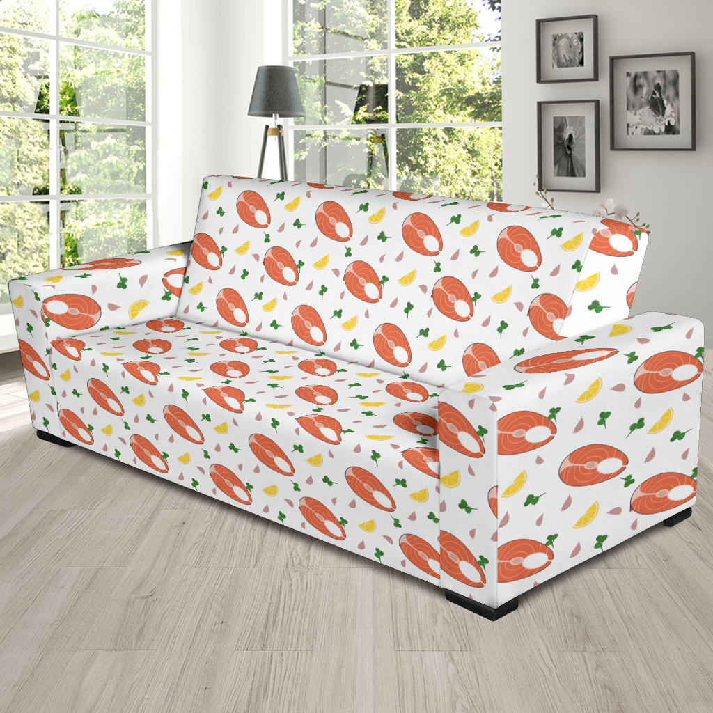 Salmon Steak Print Design LKS303 Sofa Slipcover