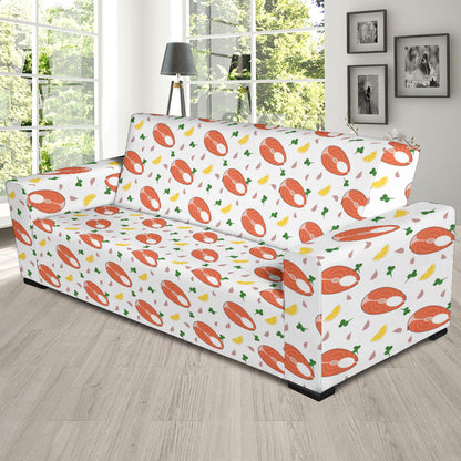 Salmon Steak Print Design LKS303 Sofa Slipcover